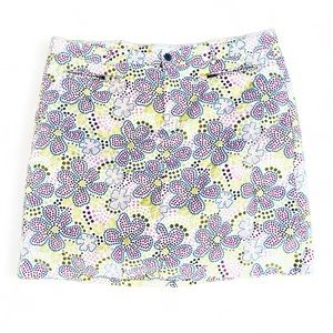 CJ Bank's Skort Multicolor Floral Print 100% Cotton Front Zip Pockets EU…